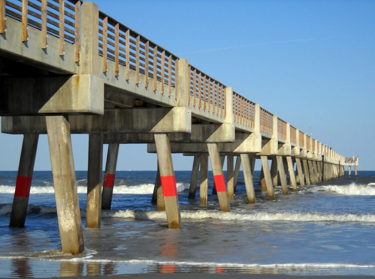 The Jacksonville Beach Pier stretches into the Atlantic in 2010, before Hurricane Matthew damaged it.