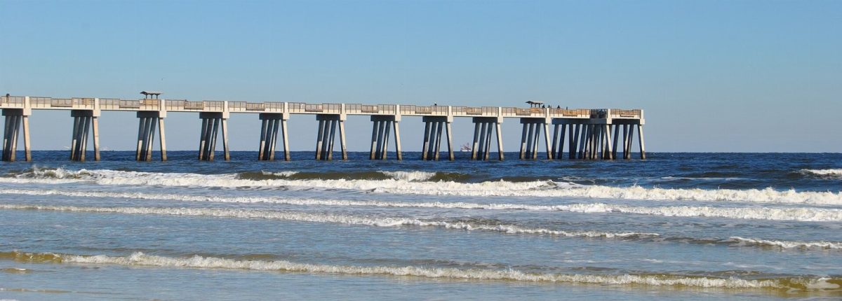 The pier at Jacksonville Beach in January 2024, after its rebuild.