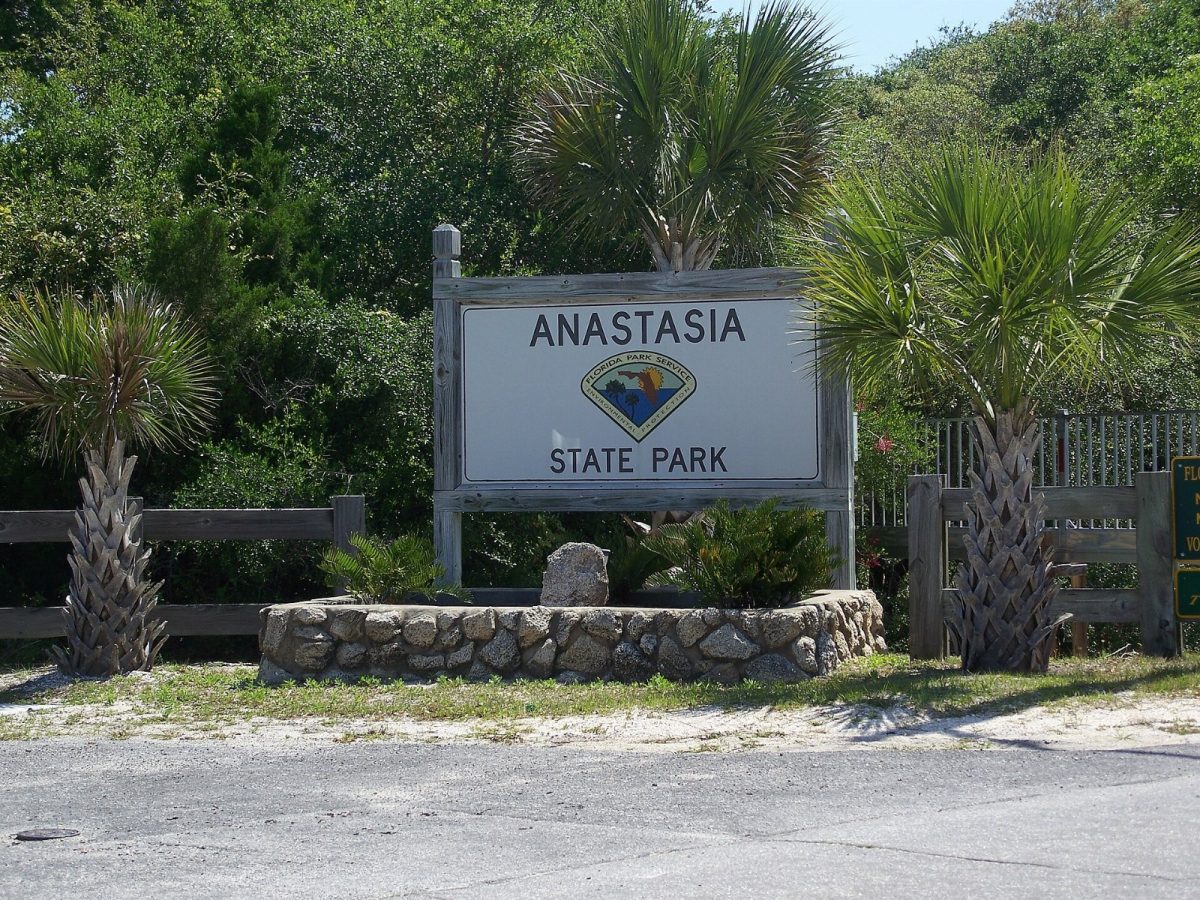 The entrance to Anastasia State Park on Anastasia Island.