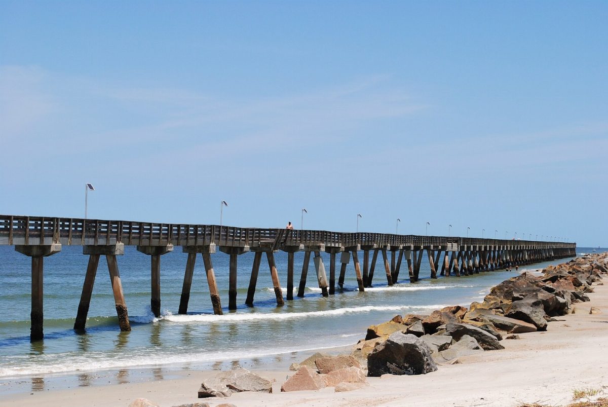 The Fort Clinch pier reaches into the water near the jetties in 2011.