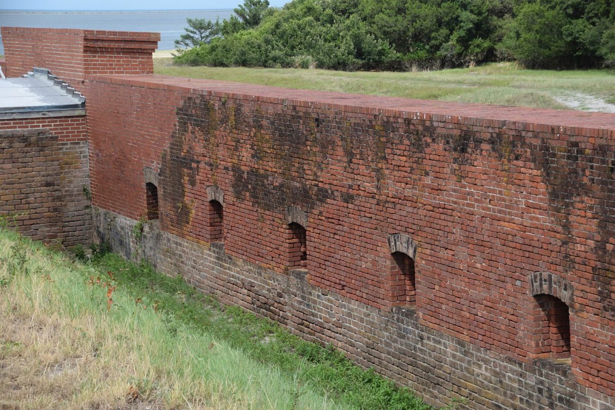 The outer brick walls of Fort Clinch.