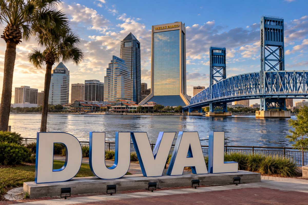 Jacksonville and the St. Johns River, highlighting the “Duval” name that has become a symbol of local pride and the city’s identity.