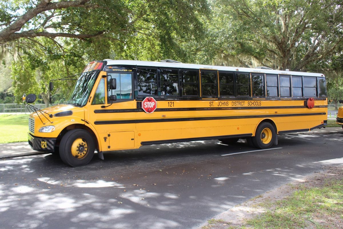 A St. Johns County school bus at Otis A. Mason Elementary School.