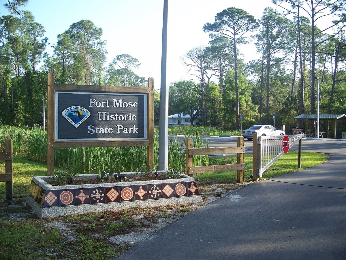 The entrance sign at Fort Mose Historic State Park (file photo).