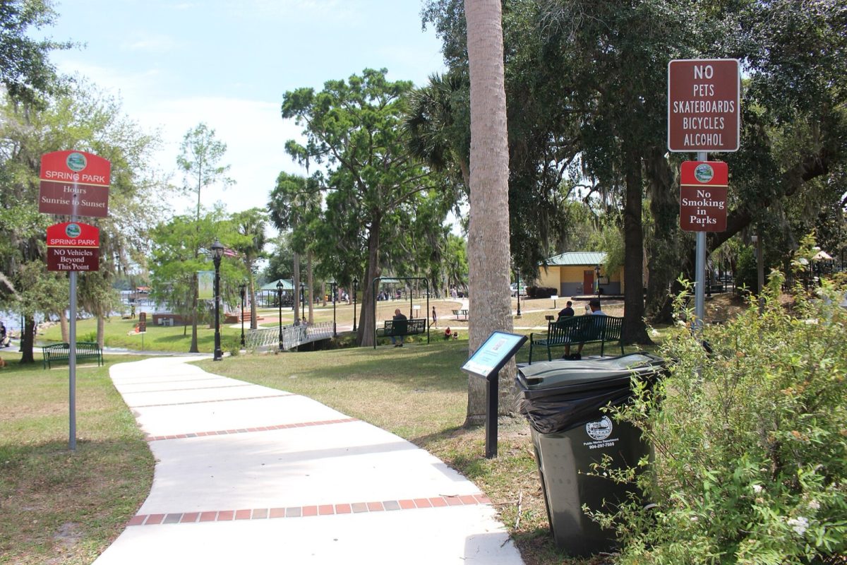 A walkway into Spring Park in Green Cove Springs, home of the spring that feeds the city pool.