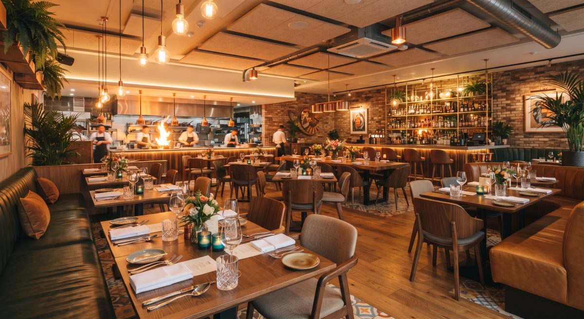A newly opened restaurant dining room in Jacksonville featuring modern decor and welcoming seating.