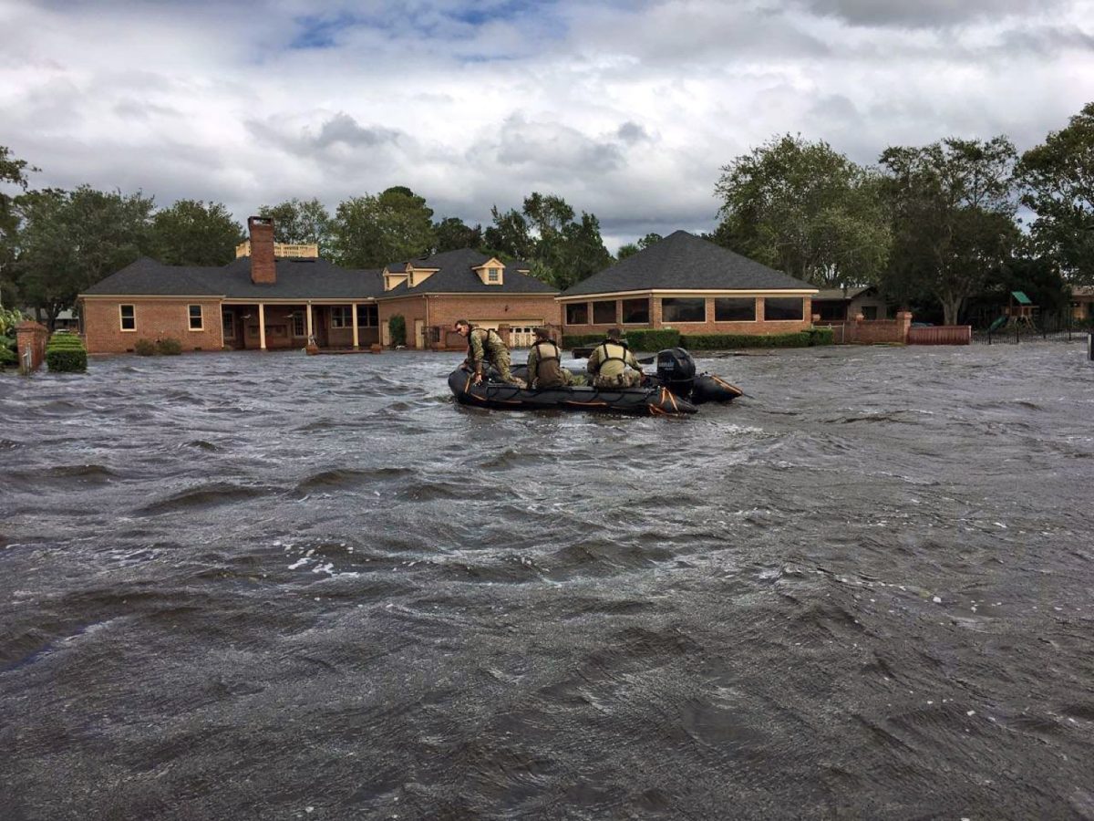 Florida National Guard members in Jacksonville's Ortega neighborhood after Hurricane Irma in 2017 (file photo). The city expects 2 to 3 feet of water in flood-prone areas along the St. Johns River this weekend.