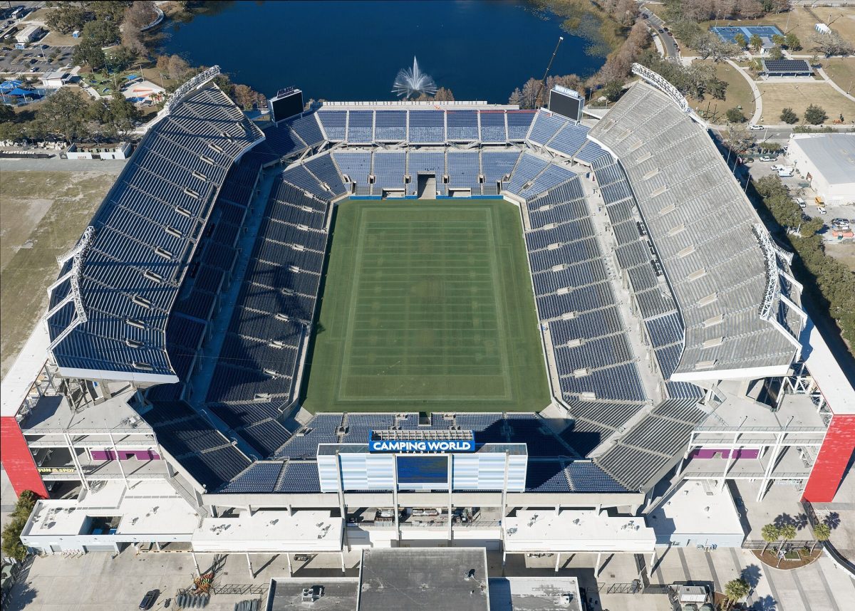 Camping World Stadium in Orlando, where the Jaguars expect to play their 2027 home games, in February 2026.